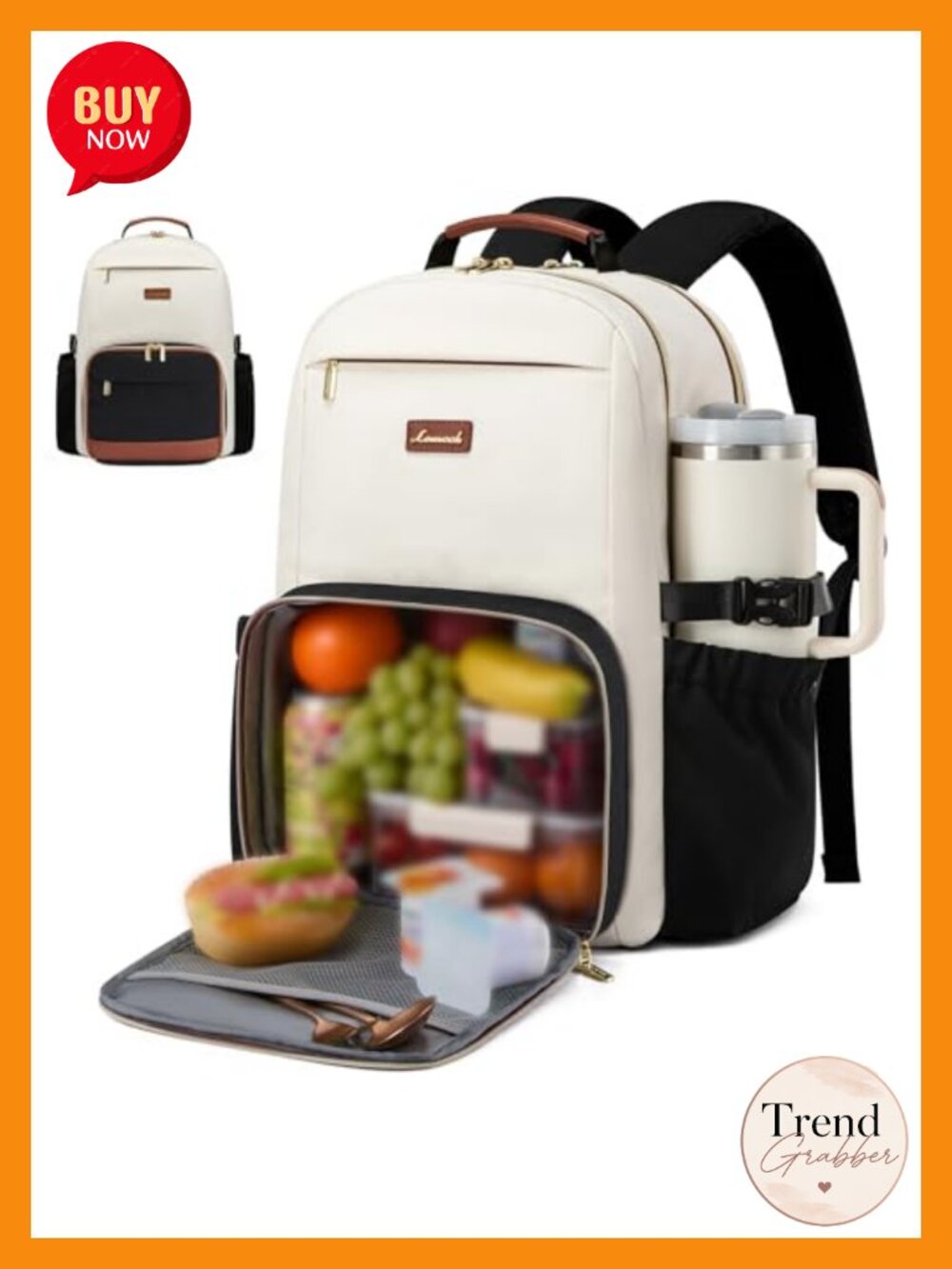 15.6 Inch Laptop Backpack Insulated Lunch Compartment Water Resistant